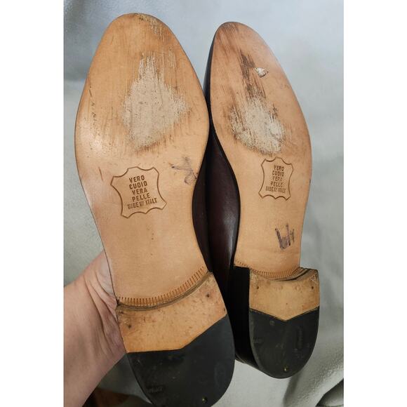 Vintage Stanley Blacker 7.5 Brown Loafer Made In Italy Wingtip Oxford - Picture 9 of 12